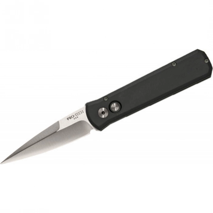 Автоматический складной нож Godson™ Solid Black Handle, Satin Blade