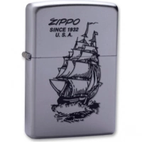 Зажигалка ZIPPO Boat-Zippo Satin Chrome, латунь с ник.-хром. покрыт., сереб., матовая, 36х56х12мм купить в Йошкар-Оле