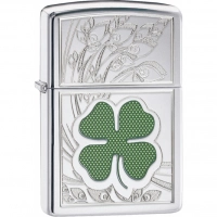 Зажигалка ZIPPO Classic «Клевер» с покрытием High Polish Chrome купить в Йошкар-Оле