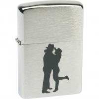 Зажигалка ZIPPO Cowboy Couple Brushed Chrome, латунь, ник.-хром. покр., серебр., матов., 36х56х12 мм купить в Йошкар-Оле