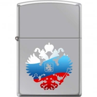 Зажигалка ZIPPO Двуглавый орёл, латунь/сталь с покрытием High Polish Chrome, серебристая, 36x12x56мм купить в Йошкар-Оле